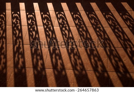 silhouette background of baluster, Architectural element, worm light shadow on the ground