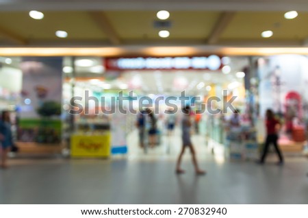 Abstract blurred photo of store with people in department store bokeh background