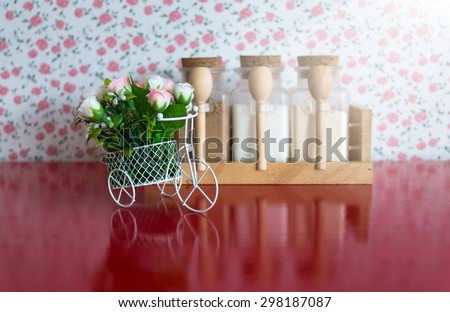 coffee ingredient with fake flower for coffee shop decoration