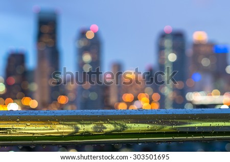 cityscape blurred photo with rains at twilight time