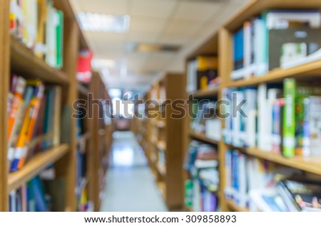 Abstract blurred photo of book store background