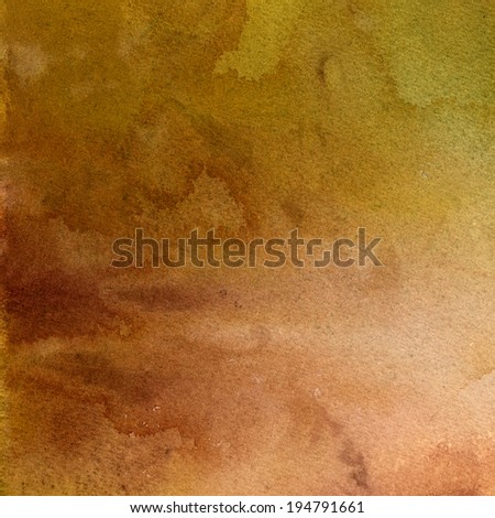 Green and Tan Watercolor Texture .  Watercolor textured for background with colors of brown, reddish brown, yellow green, and tan