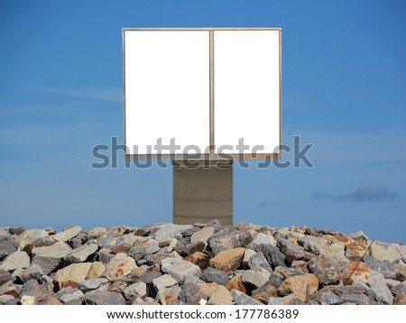 Blank billboard for advertisement on the rock