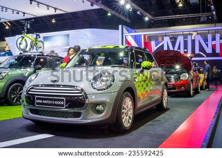 BANGKOK - NOVEMBER 28: MINI Hatch 5-doors car on display at The 31st Bangkok International Motor Expo on November 28, 2014 in Bangkok, Thailand.