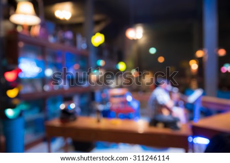 Blur musician playing a song in pub and restaurant