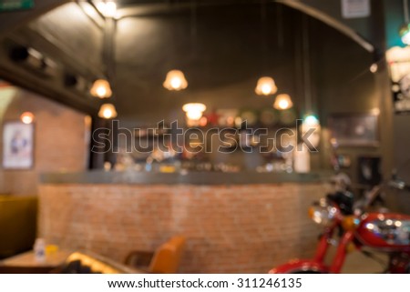 Blur liquor bar in pub, warm tone