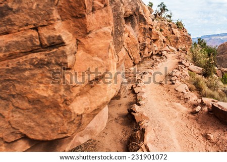 View of a hidden path of the Grand Canyon