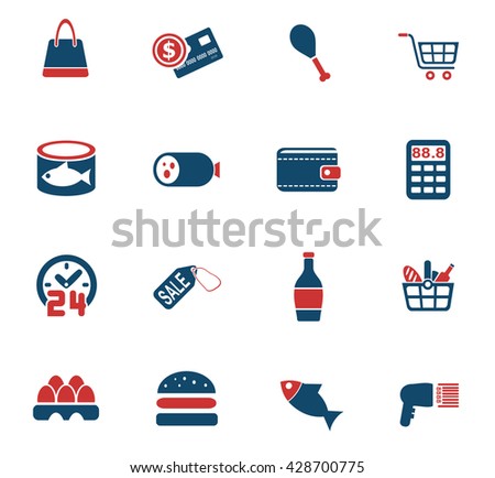 grocery store web icons for user interface design