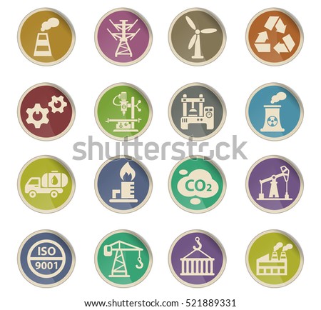 industry web icons on color paper labels