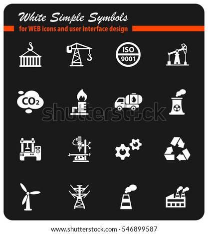 industry white simple symbols for web icons and user interface design