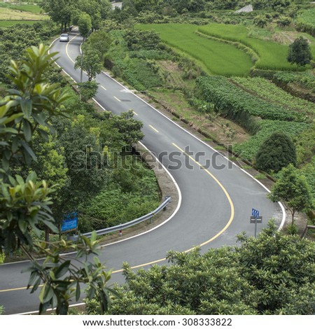 Rural road overlooking