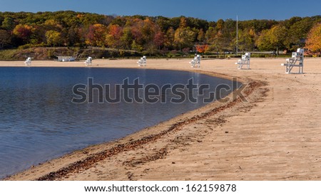 Lake Welch beach (Upstate New York) on a sunny October afternoon
