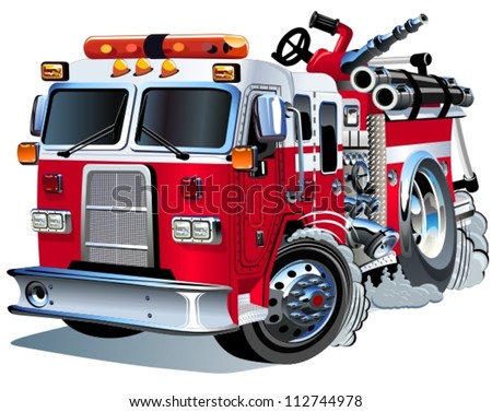 Vector Cartoon Fire Truck - 112744978 : Shutterstock