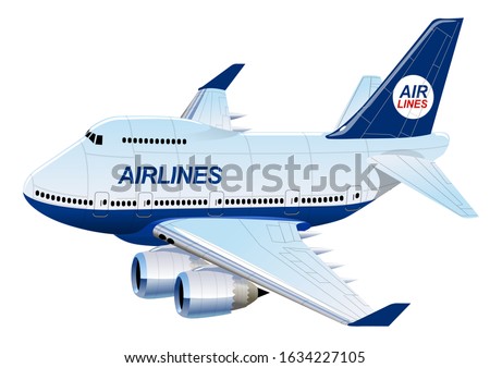 Vector Cartoon Commercial Airplane. Available EPS-10 vector format separated by groups for easy edit