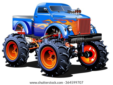 Vector Cartoon Monster Truck EPS-10 separated by groups and layers with transparency effects for one-click repaint