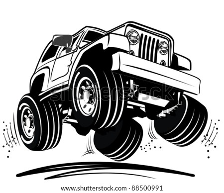 Vector cartoon jeep