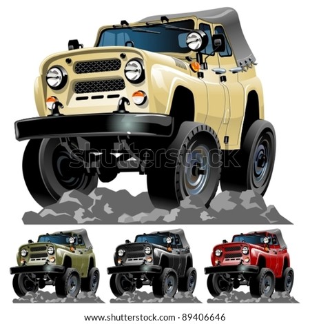 Vector cartoon 4x4 car. One click repaint