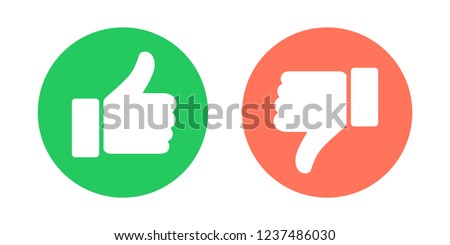 Do and Don't symbols. Thumbs up and thumbs down circle emblems. Like and dislike icons set. Vector illustration.