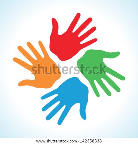 Hand Print icon 4 colors, vector logo illustration
