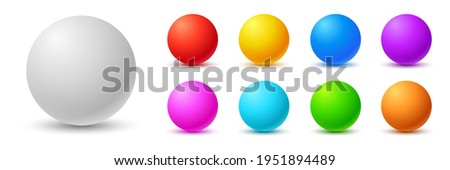 Colorful balls. 3d ball. Set of  glossy spheres and balls on a white background with a shadow. Vector illustration Stockfoto © 