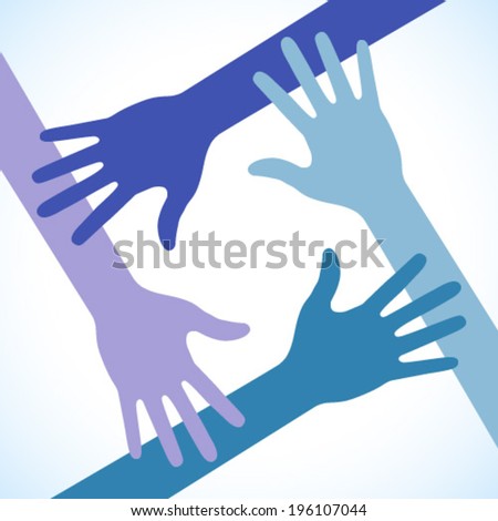 Colorful Four Hands Icon, vector illustration 