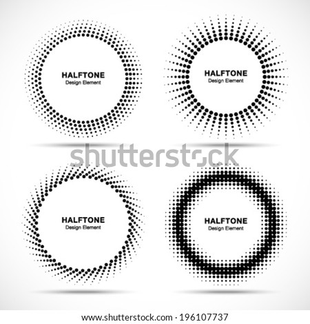 Set of Black Abstract Halftone Circles Logo, vector illustration 