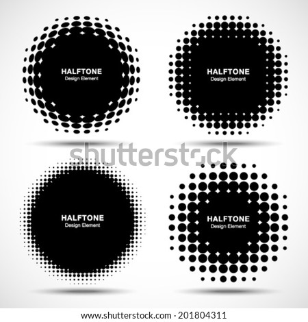 Set of Abstract Halftone Design Elements, vector illustration, logo