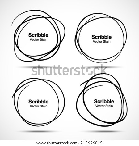Set of Hand Drawn Scribble Circles, vector design elements 