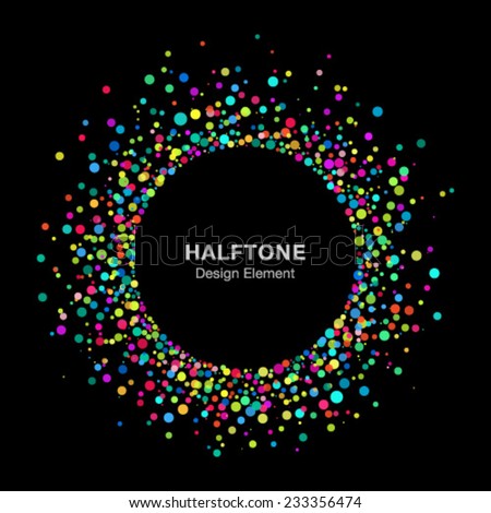 Colorful Bright Abstract Halftone Logo Design Element on Black Background, vector illustration 