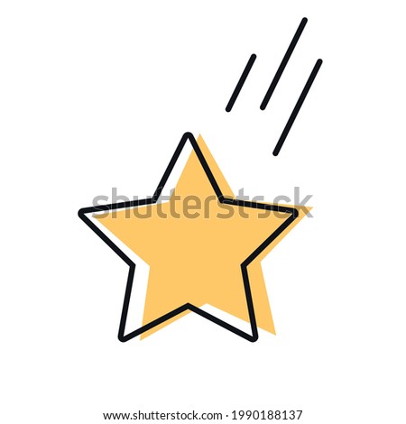 Falling star isolated vector art. Favorite icon.