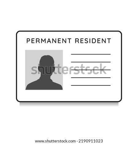 Permanent Resident green card illustration. Vector identification card on white background.