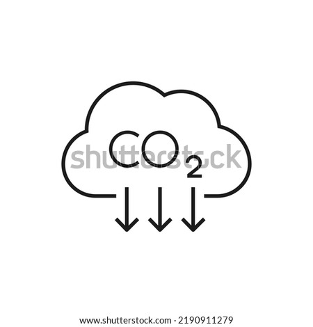 CO2 pictogram with cloud and arrows isolated on white background.