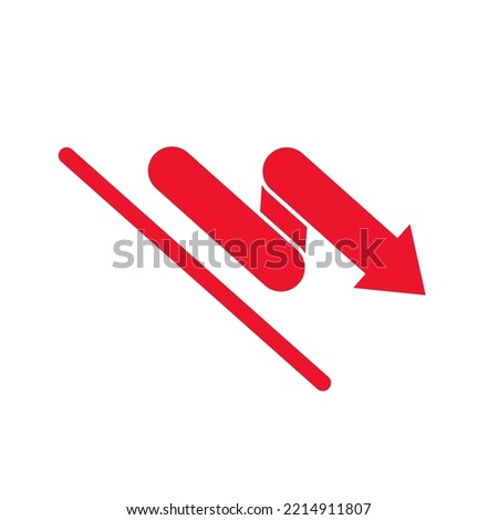 Finance market crash concept. Arrow showing down icon. Isolated flat vector.