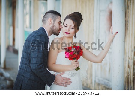 A gentle kiss the groom