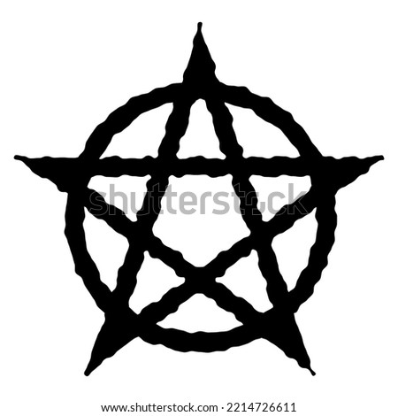 Vector pentagram sign five pointed star icon. Magical symbol of faith. Simple flat black illustration.