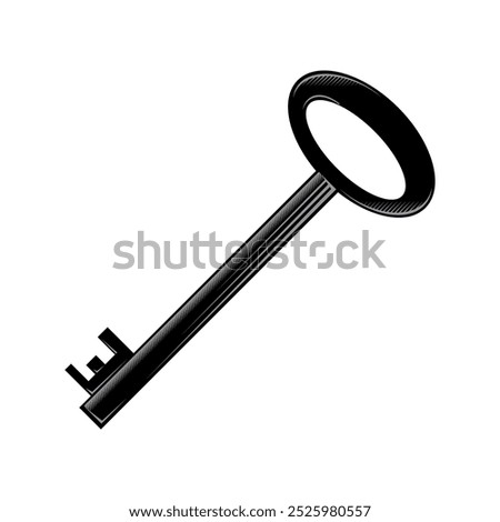 Vector key icon isolated on white background. Key icon. Lock or unlock sign. Padlock. Lock symbol. Unblock. Password icon. Access sign. Private access. Logo template. Safety symbol. Door key.