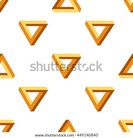 Vector Seamless Triangles Pattern. Impossible Orange Triangle Background