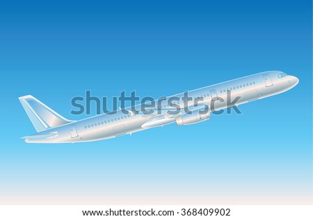 Flying big jet airliner, side  view (vector illustration, EPS 8)
