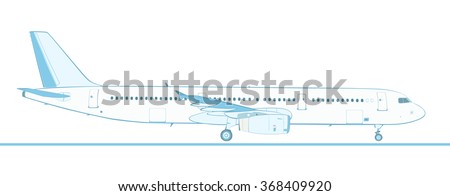 Large jet airliner isolated on white, side  view (vector illustration, EPS 8)