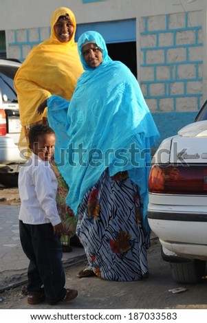 HARGEISA, SOMALIA - JANUARY 7, 2010: Somalis in the streets of the city of Hargeysa. City in Somalia,  capital of  unrecognized state of Somaliland. Much of the population lives in poverty.