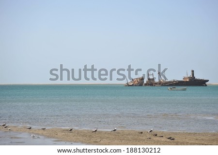 GULF OF ADEN, SOMALIA - JANUARY 10, 2010: The Gulf of Aden has economic significance as a waterway to transport oil from the Persian Gulf. In the XXI century, there is the acute problem of piracy.