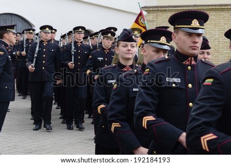 VILNIUS, LITHUANIA - SEPTEMBER 28, 2013: The swearing-in of the Lithuanian military Academy. The Academy trains officers for the armed forces of Lithuania, providing  military education and research.