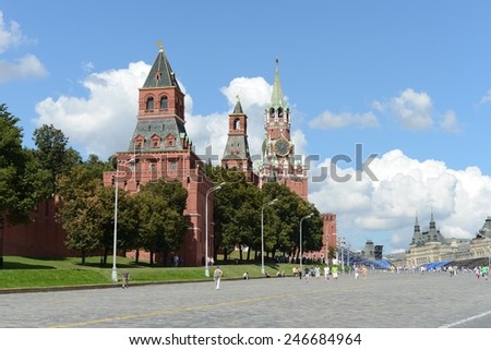 MOSCOW, RUSSIA - AUGUST 17, 2013: Moscow. Red square. Vasilevsky descent.