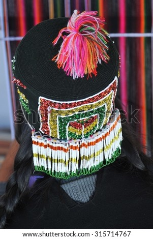 SUCRE, BOLIVIA - SEPTEMBER 6, 2010: National women\'s headgear in Bolivia.