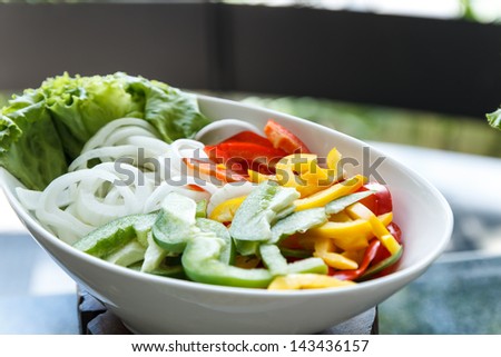 Vegetables salad bar on a counter