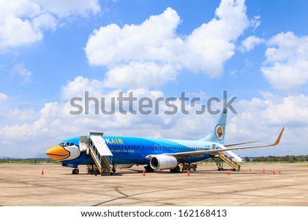 THAILAND-NOV4: Airplane prepare for fight at the air port on Nov 4, 2013 in Surat thani airport Thailand