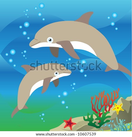 Undersea Dolphin Stock Vector Illustration 10607539 : Shutterstock