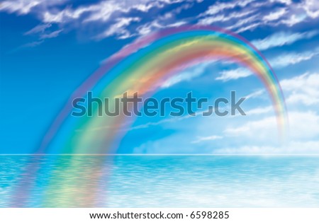 Rainbow drawing across from sky to sea