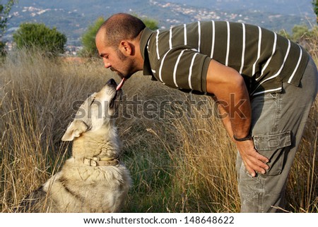 Affectionate wolf dog