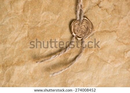 Ancient parchment with   wax seal
